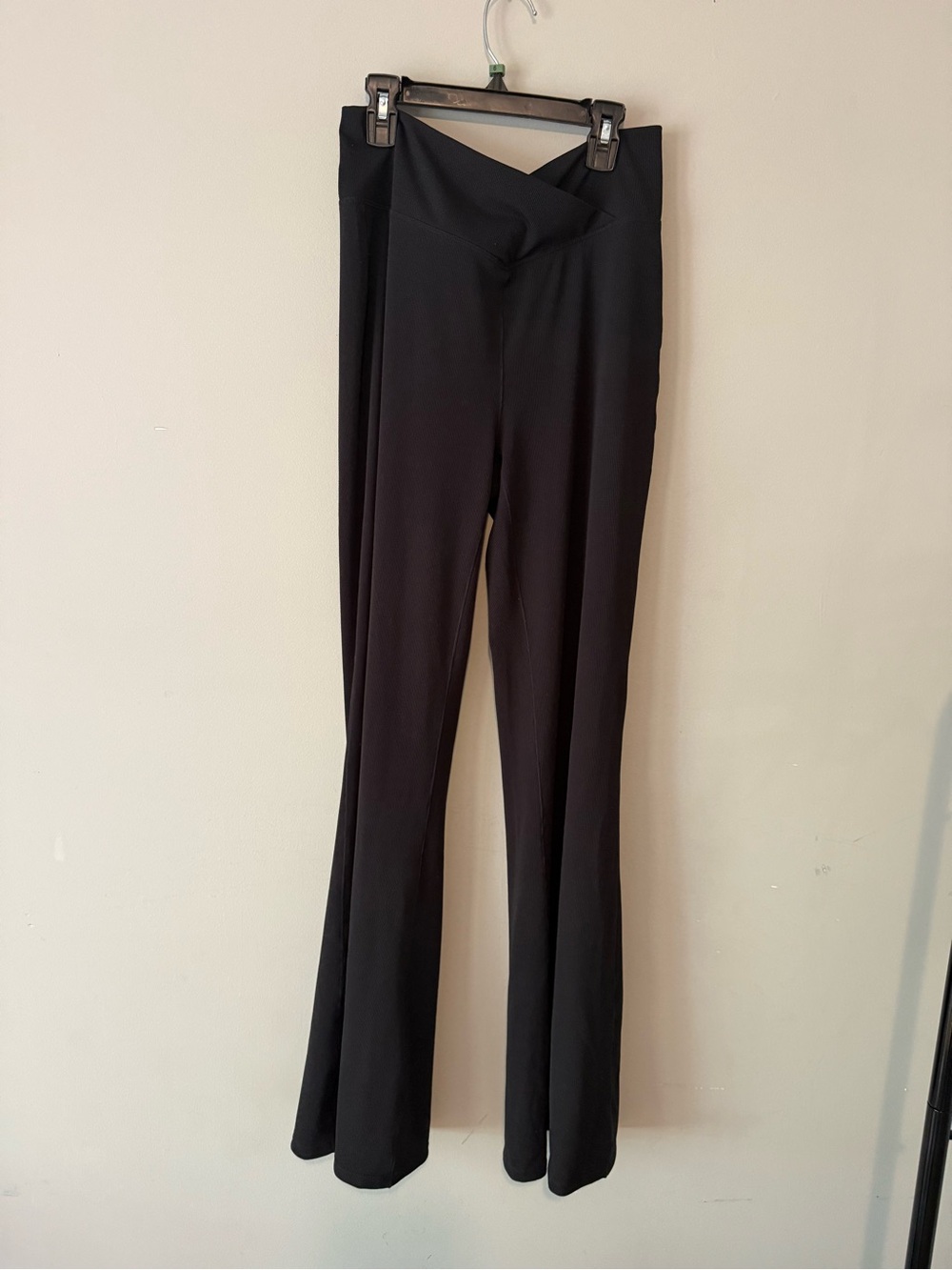Halara Black High-Waist Flare Pants Crossover Waistband